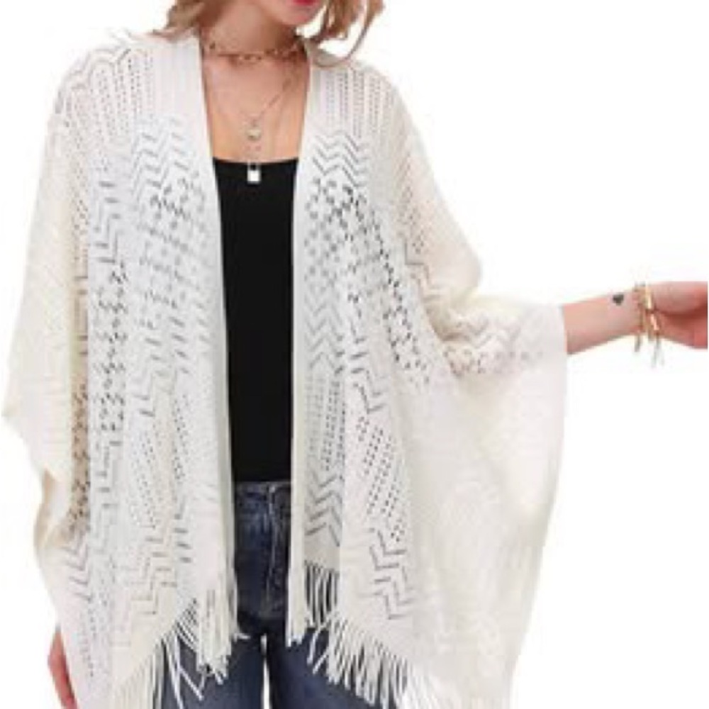 New - White Poncho / Wrap / Shawl